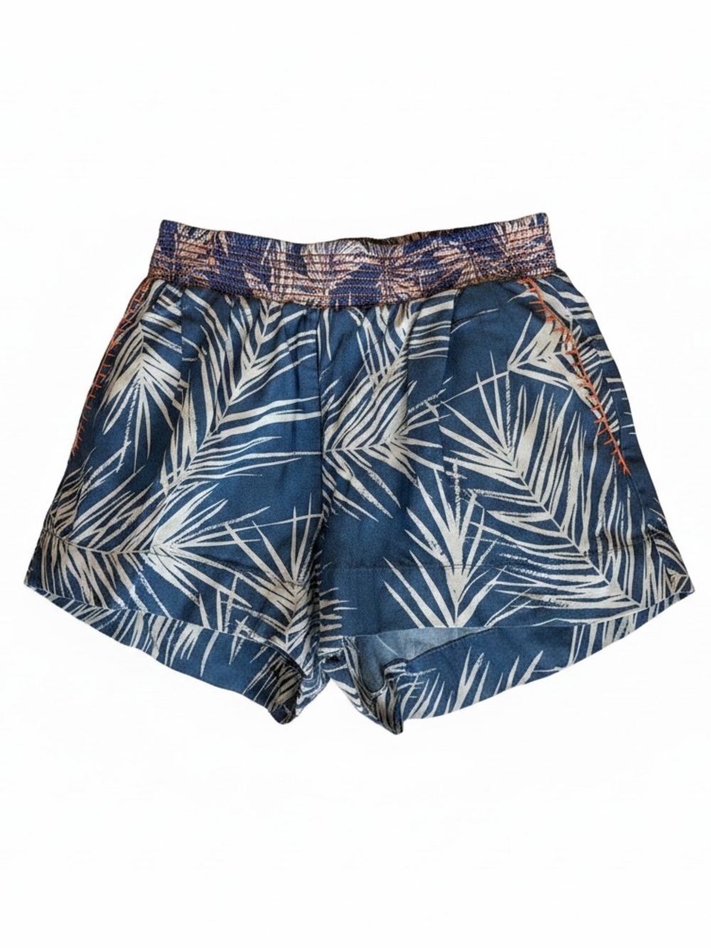 Maaji Blue and Orange Printed Smocked Waist Shorts